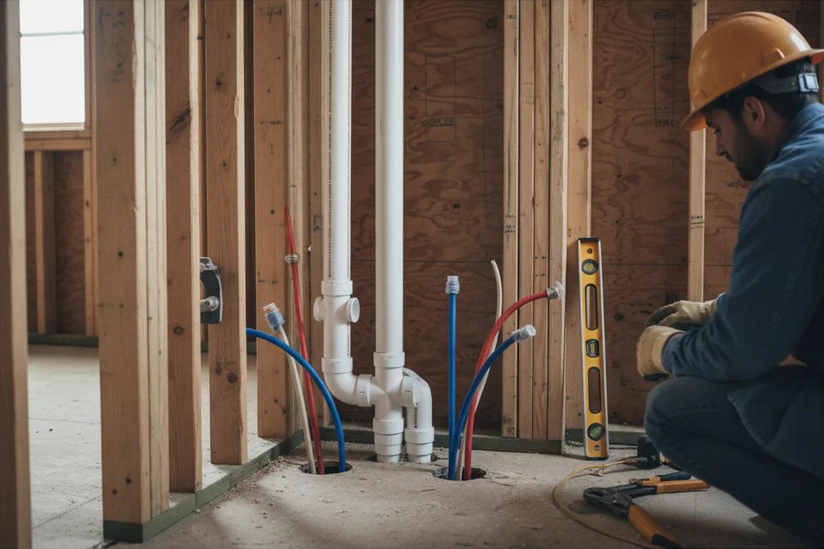 Drain and supply rough-in during Garbage Disposal Repair in Archer